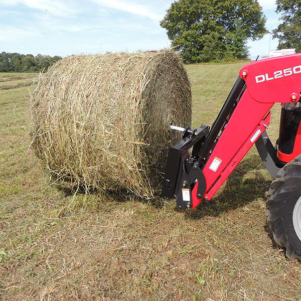 Blue diamond single spear hay bale spear attachment on tract